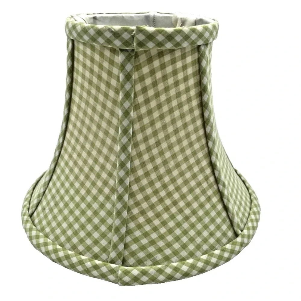 Pottery Barn Kids Green Gingham Bell Lamp Shade 6” Height 8” Width